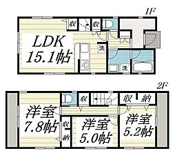 多摩都市モノレール 桜街道駅 徒歩2分の賃貸一戸建て 1階3LDKの間取り