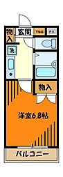 JR八高線 北八王子駅 徒歩18分の賃貸マンション 1階1Kの間取り