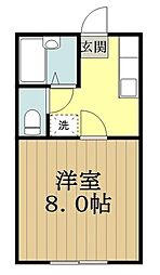 西武拝島線 東大和市駅 徒歩8分の賃貸アパート 1階1Kの間取り