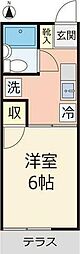 JR武蔵野線 新小平駅 徒歩5分の賃貸アパート 2階1Kの間取り