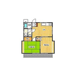 JR五日市線 東秋留駅 徒歩10分の賃貸アパート 2階2DKの間取り