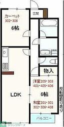 多摩都市モノレール 上北台駅 徒歩27分の賃貸マンション 4階2LDKの間取り