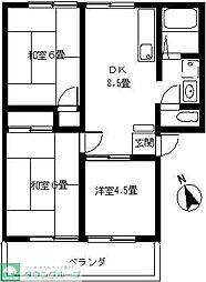 マンションエクセル第2 2階3DKの間取り