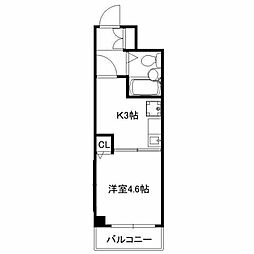 ヘリオス378立川 4階1Kの間取り