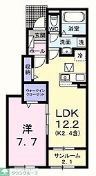 リバーテラスＫ 1階1LDKの間取り