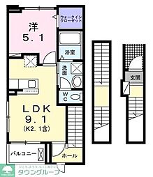 メゾン　パンタネール 3階1LDKの間取り