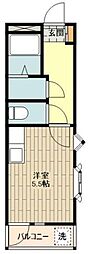 JR青梅線 河辺駅 徒歩8分の賃貸マンション 1階ワンルームの間取り