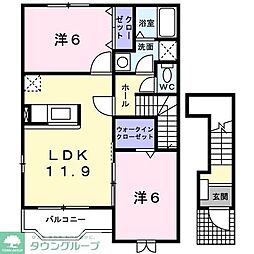 メゾン・ド・ＣＯＭＯ 2階2LDKの間取り