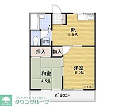 レジデンス・ジュン 2階2DKの間取り