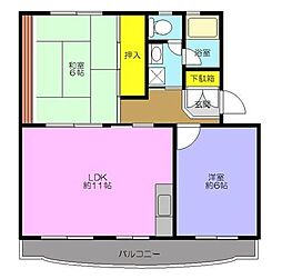 クイーンハイツ 2LDKの間取図画像