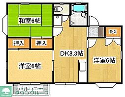 JR青梅線 羽村駅 徒歩20分の賃貸アパート 1階3DKの間取り