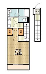リブリ・結 2階1Kの間取り