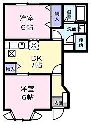 ゼルコヴァ 1階2DKの間取り