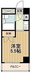 リビエール八王子 5階1Kの間取り