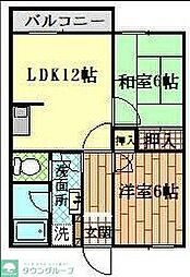 JR青梅線 福生駅 徒歩7分の賃貸マンション 4階2LDKの間取り