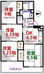 クレール清水 3階4DKの間取り