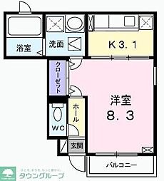 JR青梅線 河辺駅 バス12分 霞橋下車 徒歩3分の賃貸アパート 1階1Kの間取り