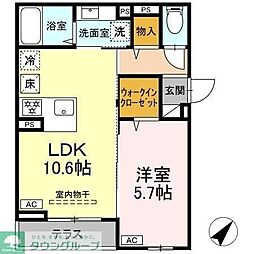 Asset-Court曙町 1階1LDKの間取り