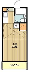 リバージュン・Ｔ 2階ワンルームの間取り