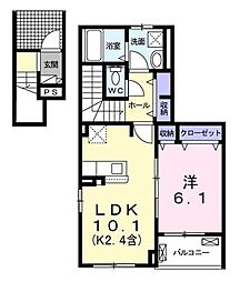 シュトラール 2階1LDKの間取り