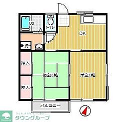 ベルク 1階2DKの間取り