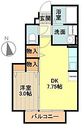 プログレッソB 1階1DKの間取り