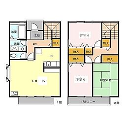 ロイヤルガーデン壱〜七番館 1階3LDKの間取り