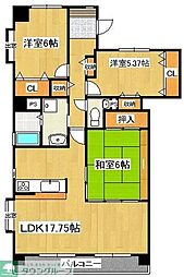 フラージュ・ヴェール 2階3LDKの間取り