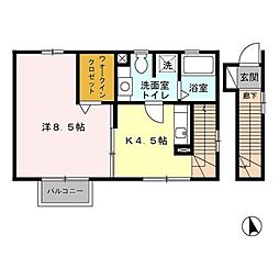 NSプレジオ 2階1Kの間取り
