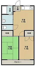 ハイツコンフォート 1階2LDKの間取り