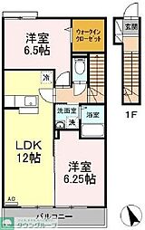 ローズコート・Ｈ　B 2階2LDKの間取り