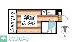 タッシ国立 3階ワンルームの間取り