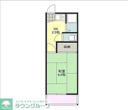 JR南武線 西国立駅 徒歩6分の賃貸アパート 2階1Kの間取り