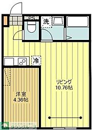 グランディール羽村 2階1LDKの間取り