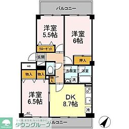 ベルエアーガーデン 2階3DKの間取り