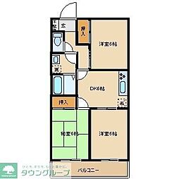 アクシス緑ケ丘 3階3DKの間取り