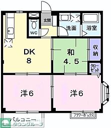 ヴィラ富士見台 2階3DKの間取り