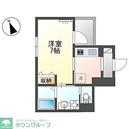 シルクネス 4階1Kの間取り