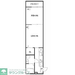 MQuarto福生 3階1Kの間取り