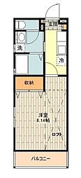 ブルームーン 2階1Kの間取り