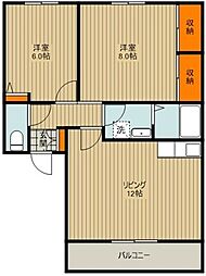 モダニティハウス 2階2LDKの間取り