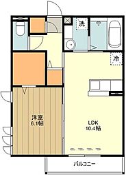 セントラルコート昭島 2階1LDKの間取り