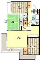 ランビニオン 3LDKの間取図画像