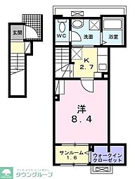 ブリュームII 1Kの間取図画像