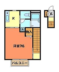 シェモアS 1Kの間取図画像