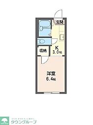 クレストハウス 1Kの間取図画像