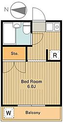 サンアベニュー師岡 1Kの間取図画像