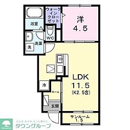 羽村市川崎2丁目アパート 1LDKの間取図画像