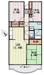 ハイクレスト 3LDKの間取図画像