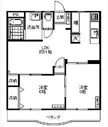 武蔵村山ウエストハイツ 2LDKの間取図画像